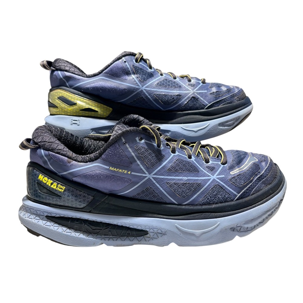 Hoka One One Mafate 4 Women Trail Running Shoes Blue Yellow Sneakers Size 9.5